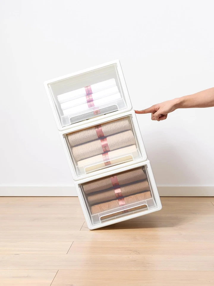 30L*3 Cassettiera, Cassetto Di Stoccaggio, Cassetti Plastica Scatola, Organizzat - Immagine 2 di 4