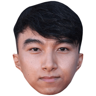 Nhut Le (schwarze Haare) großer Kopf. Größer als das Leben Maske.