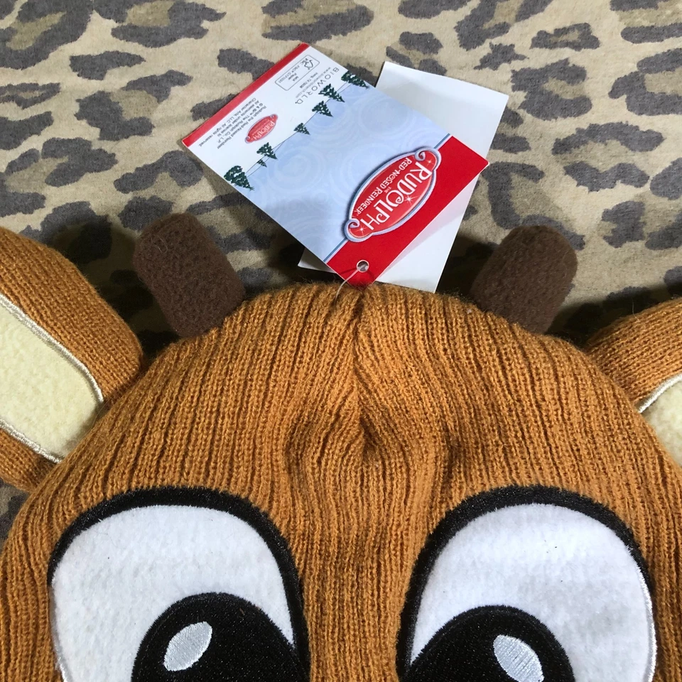 NUEVO Rudolph El Reno Nariz Roja Unisex Invierno Gorro Sombrero Navidad ADULTO Foto 3 de 4