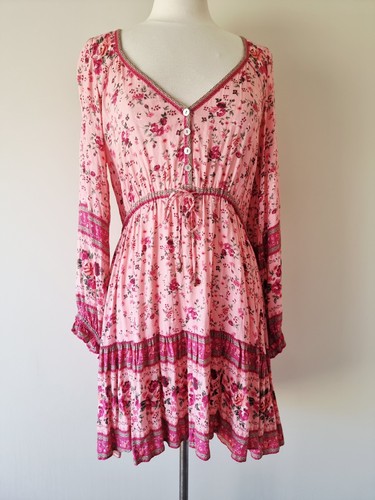 Mini Vestido ARNHEM Rosa Flora TALLA 14 Floral Manga Larga Boho - Imagen 6 de 9