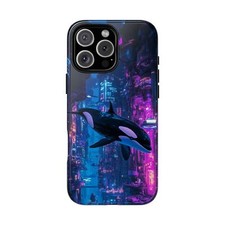 For iPhone / Galaxy / Pixel   Orca Killer Whale Neon City Phone Case