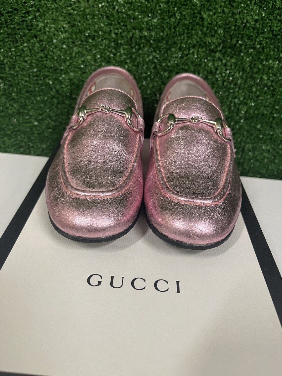 Gucci metallic pink horsebit loafers size 28 | eBay