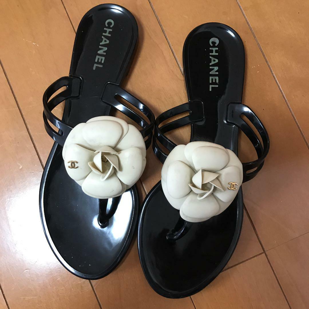 chanel camellia jelly sandals