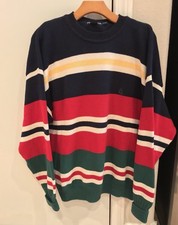 Vtg 90s Nautica Sailing Striped Crew Sweater Mens Size Large