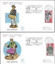 1959/60+ FDC  2  ENVELOPPES   FLAMME 1er JOUR  CROIX  ROUGE 1977.