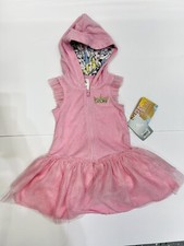 Disney Store Girls 2 Princess Pink Swim Cover up Hooded Terrycloth Robe Tutu NWT