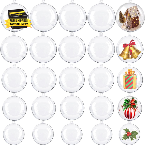 Clear Plastic Fillable Ornaments,Transparent DIY Craft Ball,Clear DIY Christmas