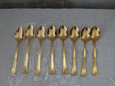 8 pc. GOLDEN ST. MORITZ BARCLAY GENEVE FLATWARE STAINLESS GOLD Teaspoons