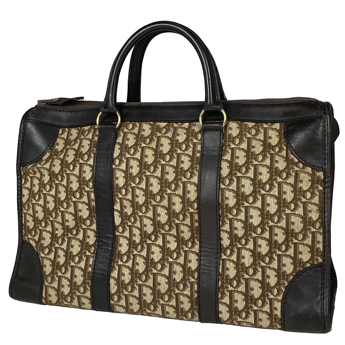 Sac à main fourre tout Christian Dior motif trotteur toile marron femme