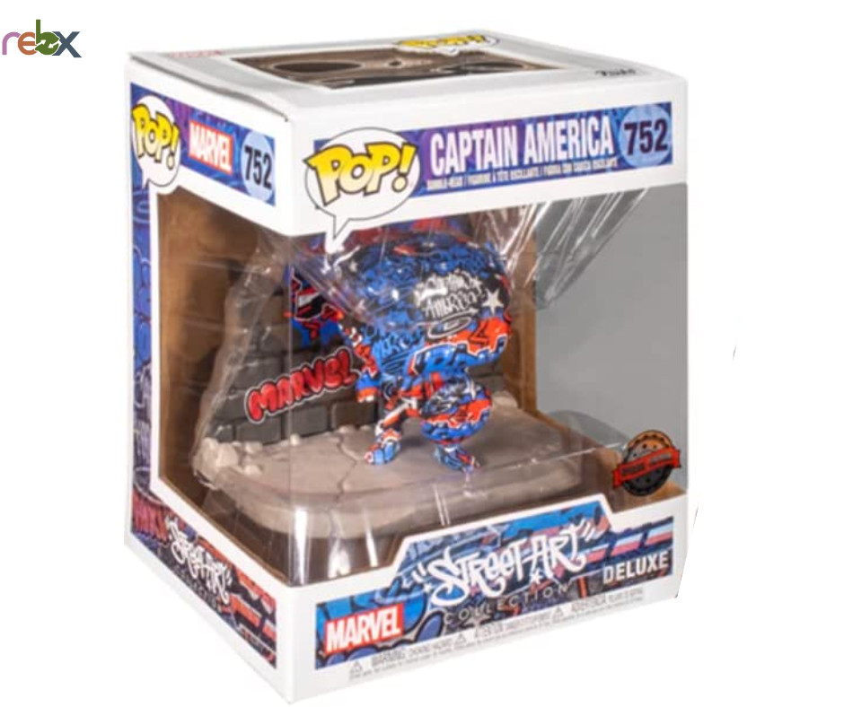 Figura Funko Capitán América Colección De Arte Callejero, 4&Quot;/10 Cm De Alto, Multicolor