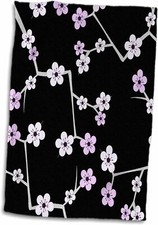 3D Rose Delicate Cherry Blossoms Print-Purple on 15" x 22", White