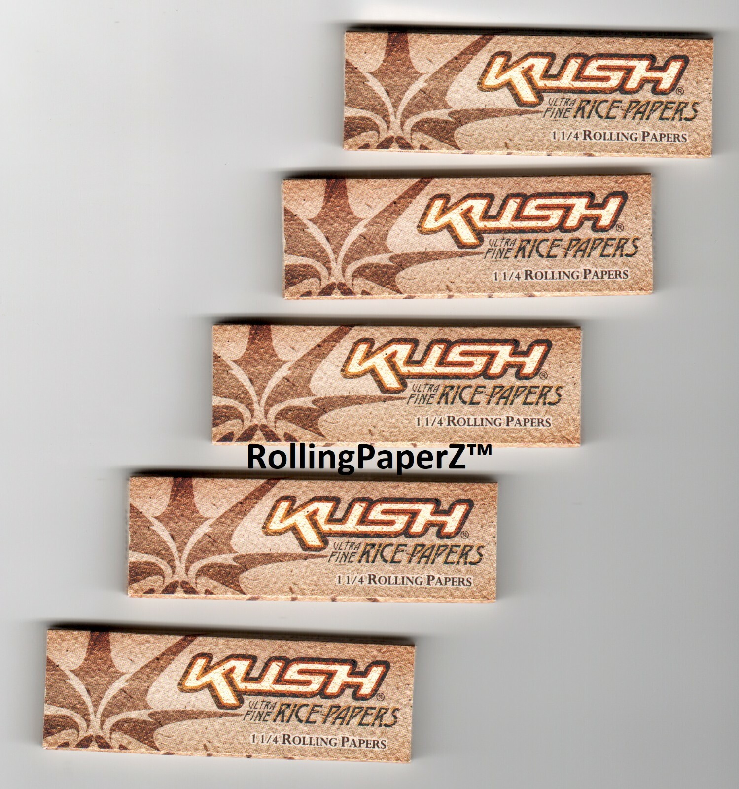 BUY (5) Packs KUSH Ultra Fine Rice Paper 1 1/4 Rolling Papers 50 Leaves ...