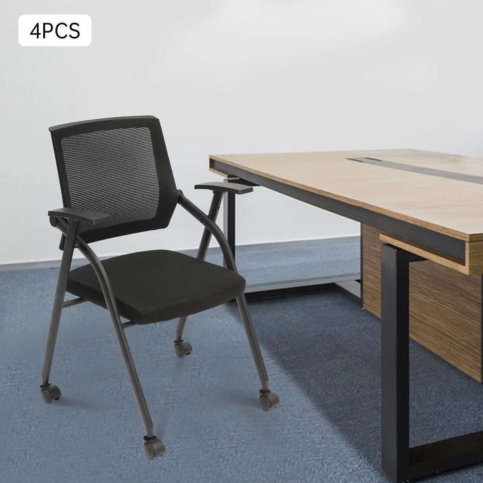 4 peças cadeiras para sala de reuniões conferência recepção escritório cadeiras para convidados com apoio de braço - Imagem 3 de 4