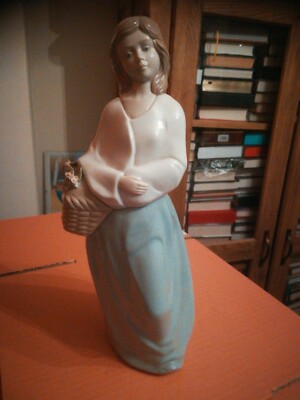 MARCO GINER Lady with Basket of Flowers Porcelain FIGURINE Made In