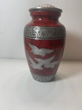 Cremation Urn for Human Ashes or Pet with Wings of Love Engraved-Red Funeral