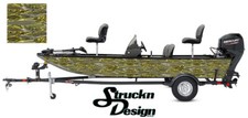 Gray Yellow Abstract Cracked Surface Fish Bass Boat Black Decal Wrap USA Vinyl
