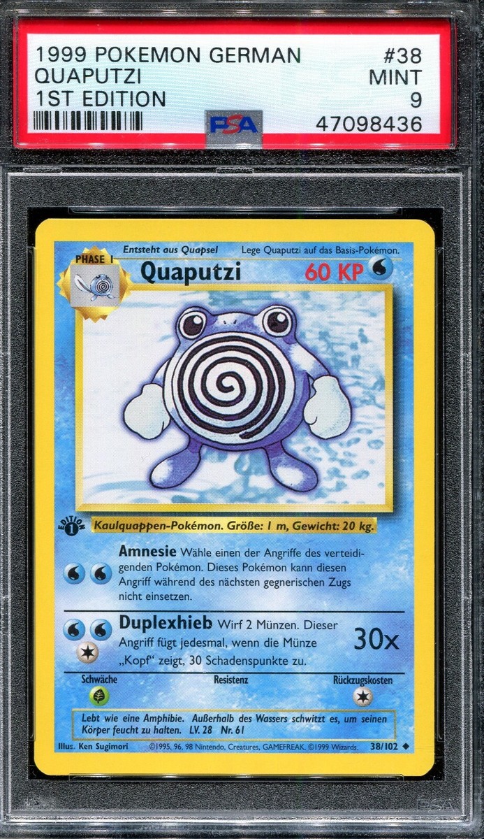 PSA 9 Pokemon 1999 German Deutsch 1st Edition Base Quaputzi