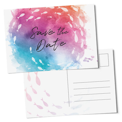 Save the Date Karten 15 Stück I 14,8 x 10,5 cm I Fische-Motiv bunt I dv_1275