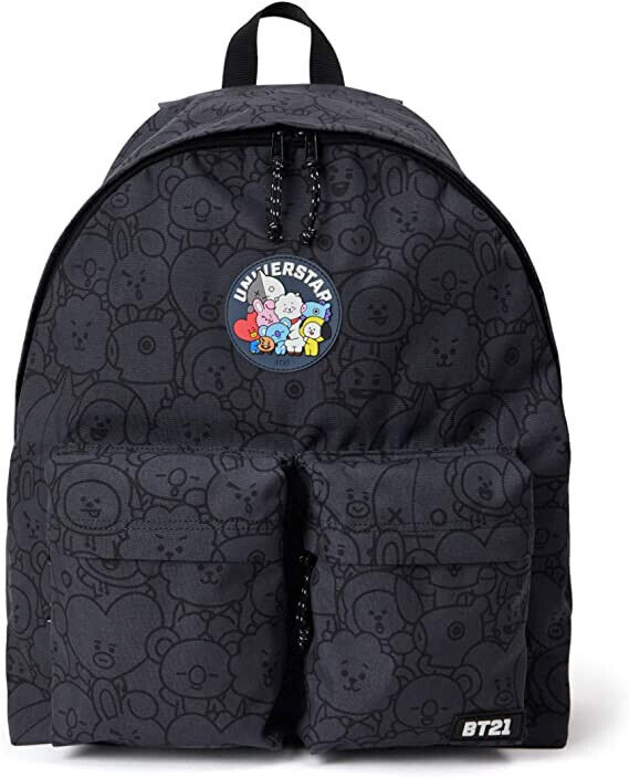 BT21 Heart Waggle Waggle Two Pocket Backpack DARK GRAY by BTS x LINE FRIENDS
