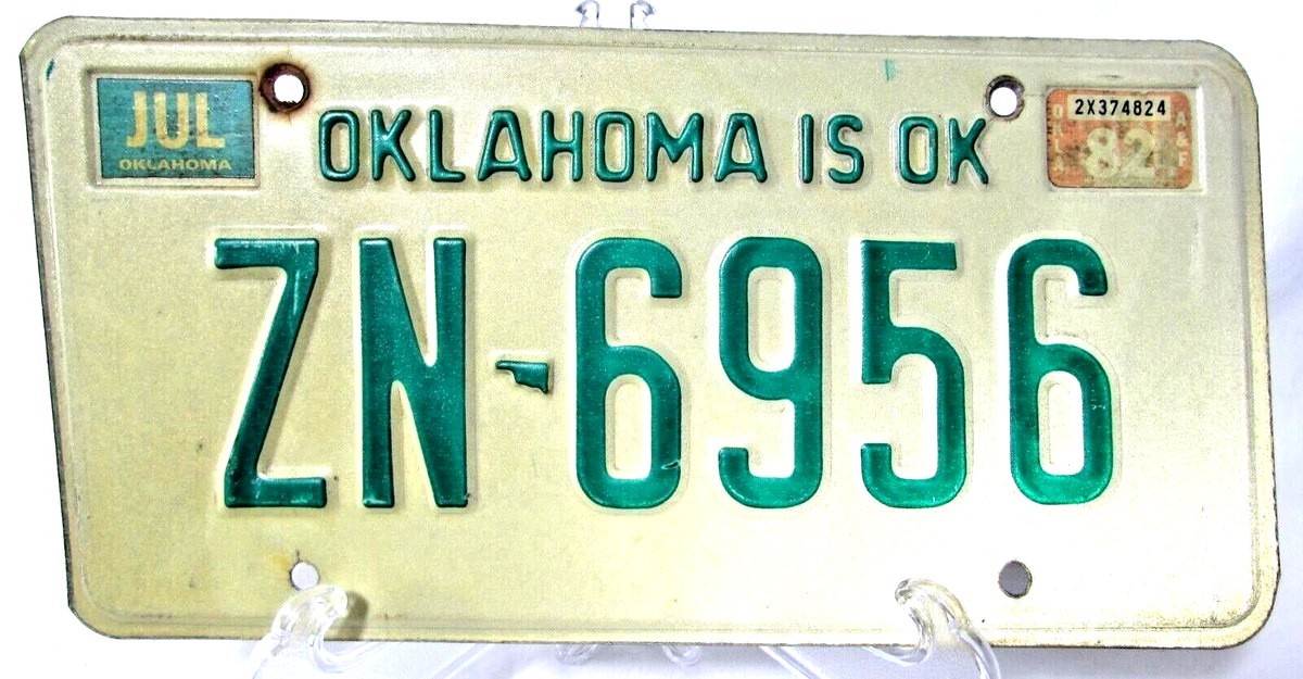 Vintage Oklahoma is OK 1981 Car Truck License Plate ZN 6956 State