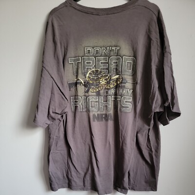 NRA Don't Tread On My Rights Snake Rifle Gray Graphic T-Shirt 2xl Cut Tag