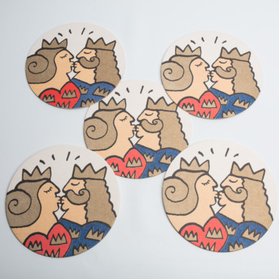 Lot of Five  Ritzenhoff  King & Queen Kissing  Beer Coasters