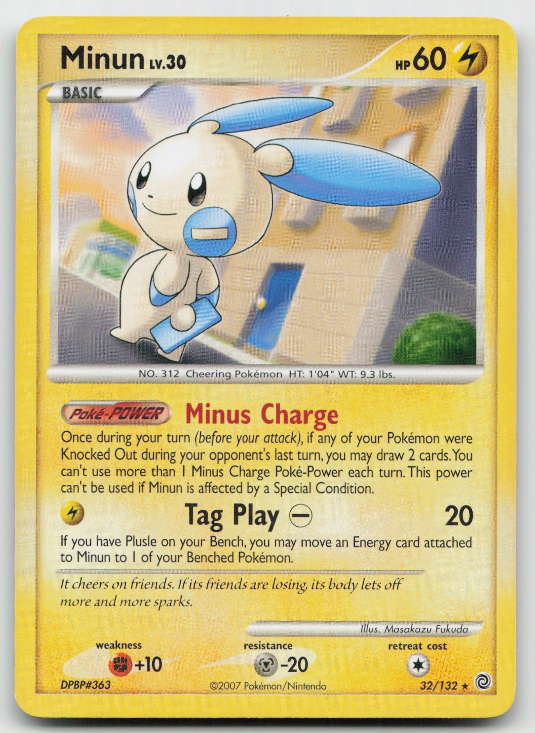 Pokemon Minun Rare Secret Wonders 32/132 LP Masakazu Fukuda