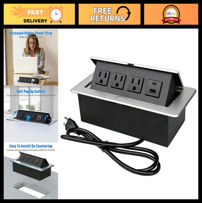 USB-C Fast Charging Power Hub with 3 AC Outlets for Conference Table & Kitchen