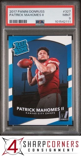 2017 PANINI DONRUSS #327 PATRICK MAHOMES II RC RATED ROOKIE PSA 9
