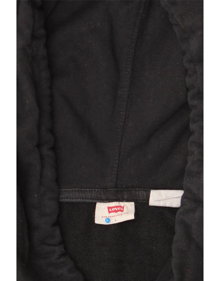 LEVI'S Mujer Grande Sudadera con Capucha Jersey Reino Unido 16 Grande Negro Algodón AO11 Foto 3 de 3