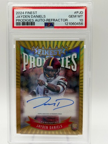 JAYDEN DANIELS 2024 TOPPS FINEST PRODIGIES REFRACTOR AUTO RC GEM PSA 10!