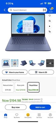 HP Laptop Blue Windows 11 Intel UHD Graphics 600 Screen Just A Little Water