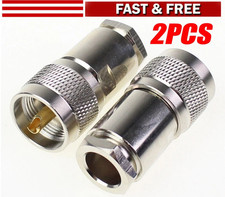 2-Pack UHF PL-259 Male Clamp Type RF Connectors for RG8/RG213/LMR400 Coax Wire