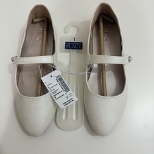 The Children s Place Girls Glitter Ballet Flat In White Size 1