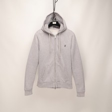ALLSAINTS Raven Ramskull Grey Marl Zip-Up Hoodie - Men s Large