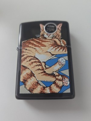 BARRETT-SMYTHE TABBY CAT ZIPPO LIGHTER MINT IN CASE 1996 BLACK ICE 