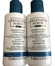 2 CHRISTOPHE ROBIN PARIS PURIFYING SHAMPOO WITH THERMAL MUD 2.5 fl oz ea NEW