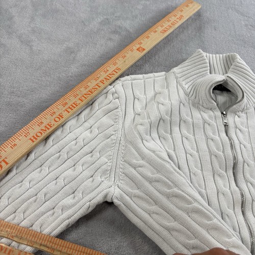 Lauren Ralph Lauren Womens Sweater Size 2XL White Cable Knit Full Zip Jacket - Picture 3 of 13