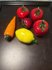 Vintage Murano Style Glass Fruit  Carrot Collection Lot of 6 Hand Blown Art