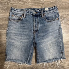 We The Free Free People High Rise Raw Hem Denim Shorts Light Wash Blue Size 27