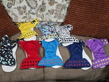Lot Zof 8 Funky Fluff Lux Adjustable Cloth Diapers 0-3 Mo. COLORFUL 