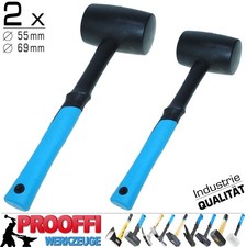 2 x Profi Gummihammer Hart Schon Ausbeul Pflaster Hammer Ø 55mm / 69mm Schwarz