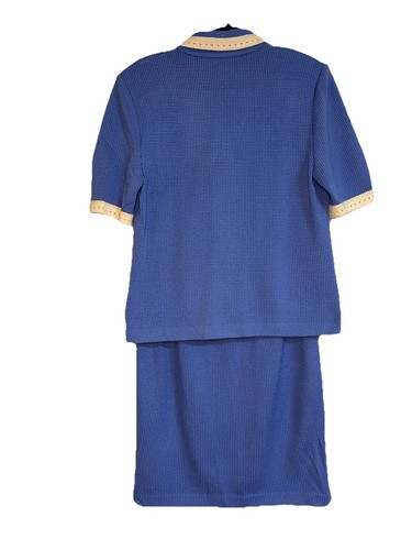 Vtg St John Collection Blueberry Santana Knit Zip Up Skirt Suit Set Midi 12 RARE - Picture 19 of 24