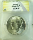 1922 S Peace dollar ANACS MS63 *VAM 5a missing ray Elite30* BR