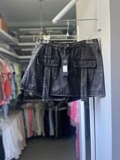 Woman’s Jean Cargo Skirt/Skort Size Medium Black Wash New With Tags Fashion Nova