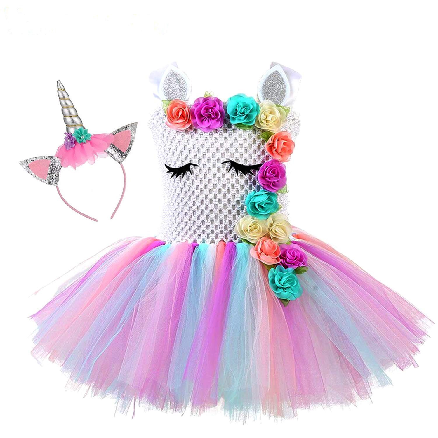 Robe tutu licorne fille pour anniversaire et déguisement de princesse rose