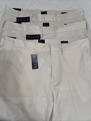 J. Crew Thompson Flex Pant Men 33x32 Tan Khaki Tapered Chino Preppy NWT Lot Of 3