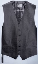Cardi Collection Men s Tuxedo Vest Black Elastic And Tie Back Wedding Groom Prom