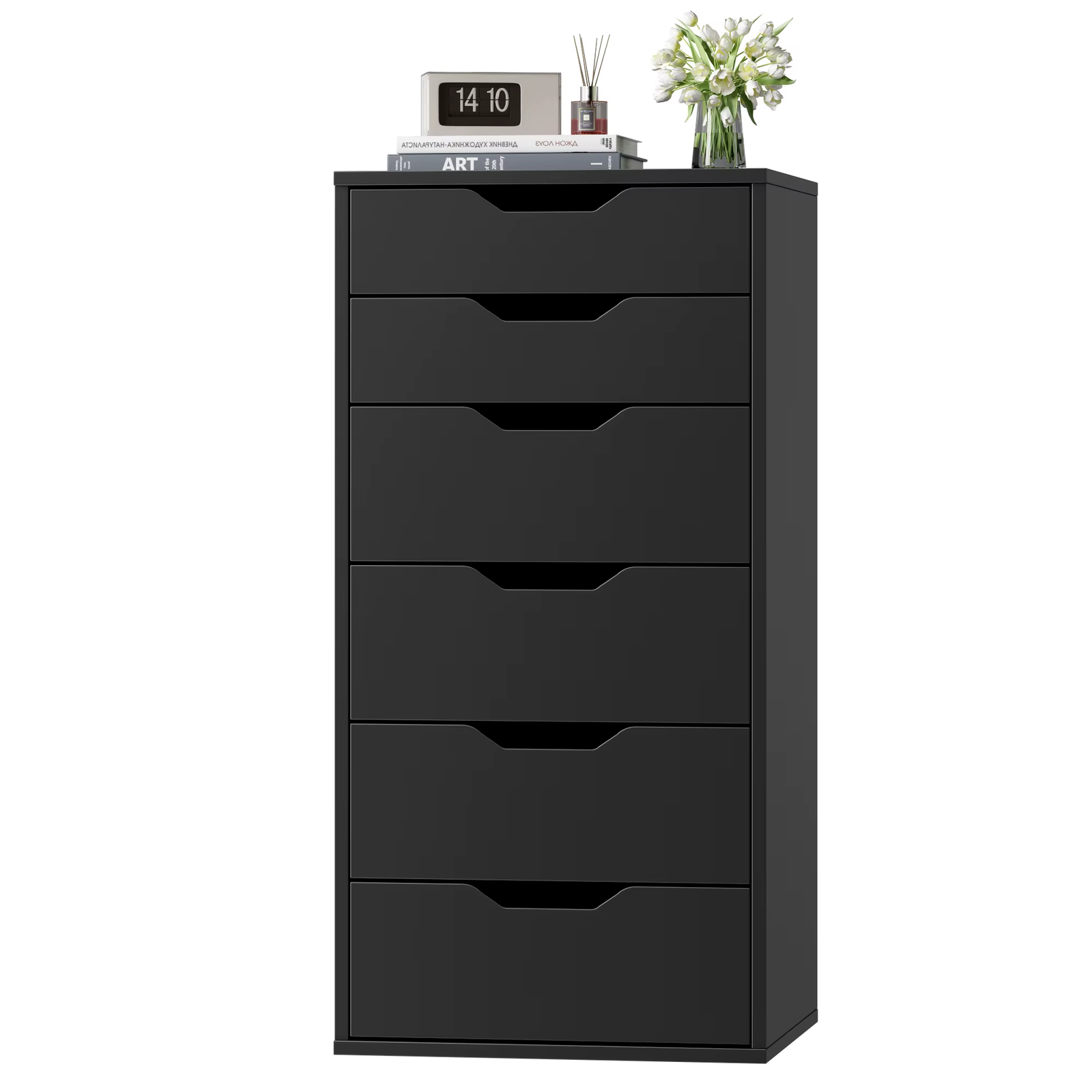 Chest of Drawers 6 Drawer Tall Storage Cabinet Filing Cabinet White MDF 90cm