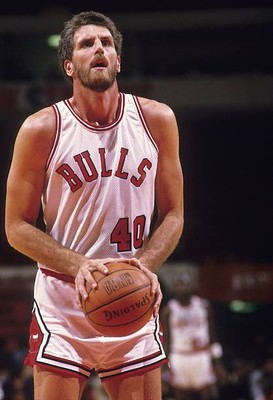 Chicago Bulls Dave Corzine taking foul shot during game 1985 Old Photo